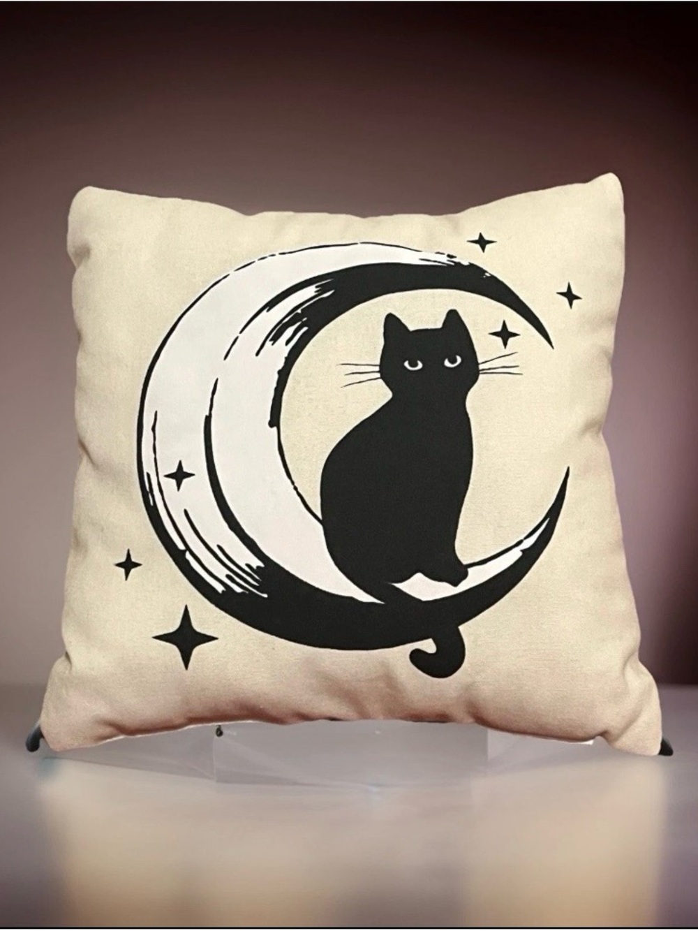 Celestial Cat Decorative Pillow Cozy Whimsigoth Cottagecore